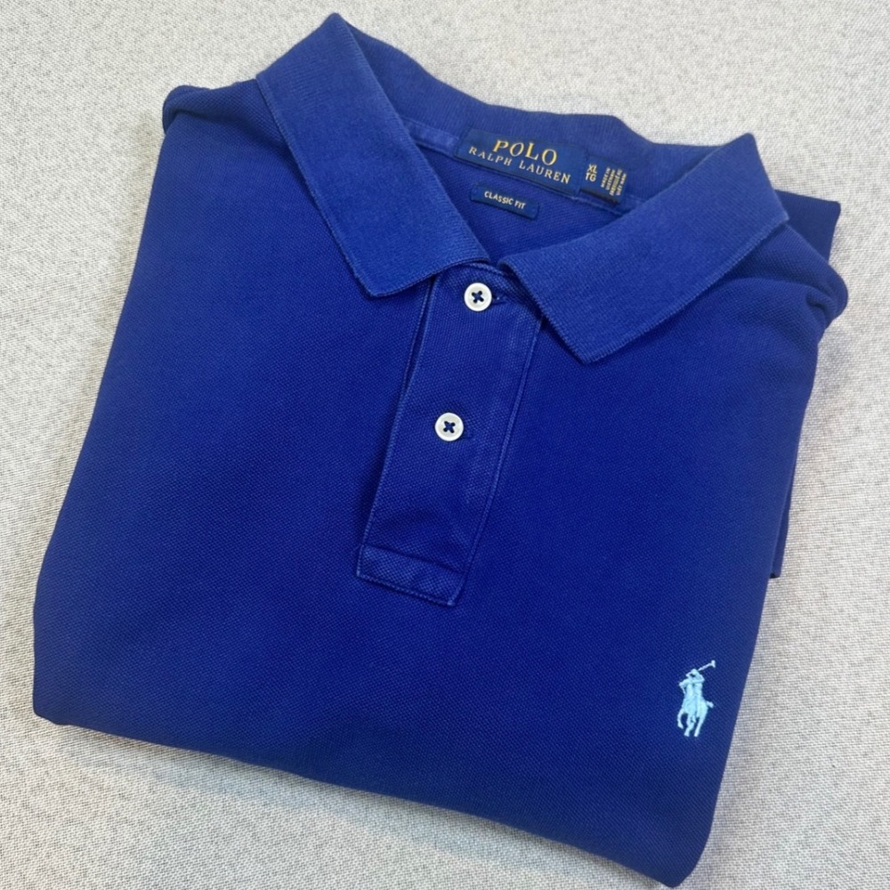 Polo Ralph Lauren Polo Shirt Mens XL Blue Cotton Classic Fit Short Sleeve Preppy